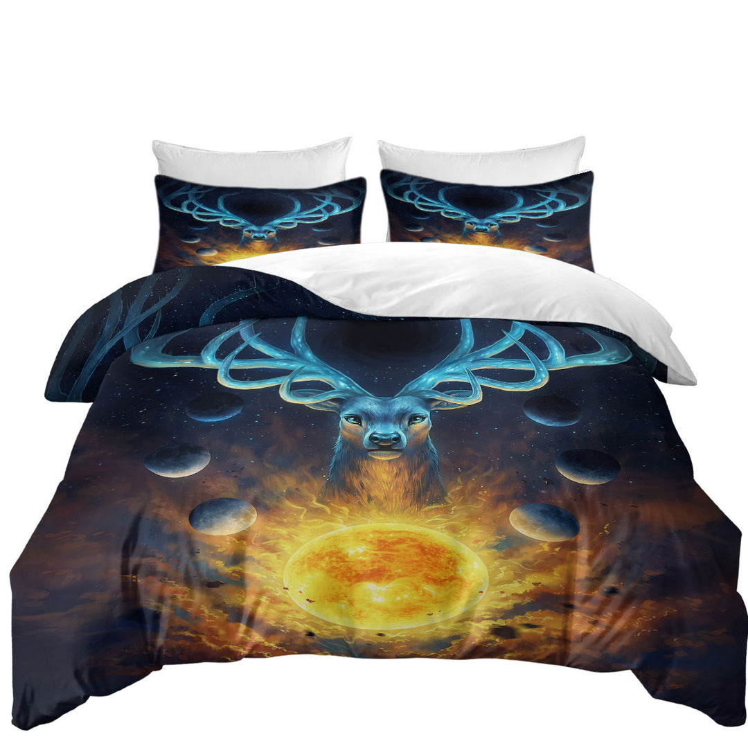 Celestial Sun Moons God Deer King Quilt Cover