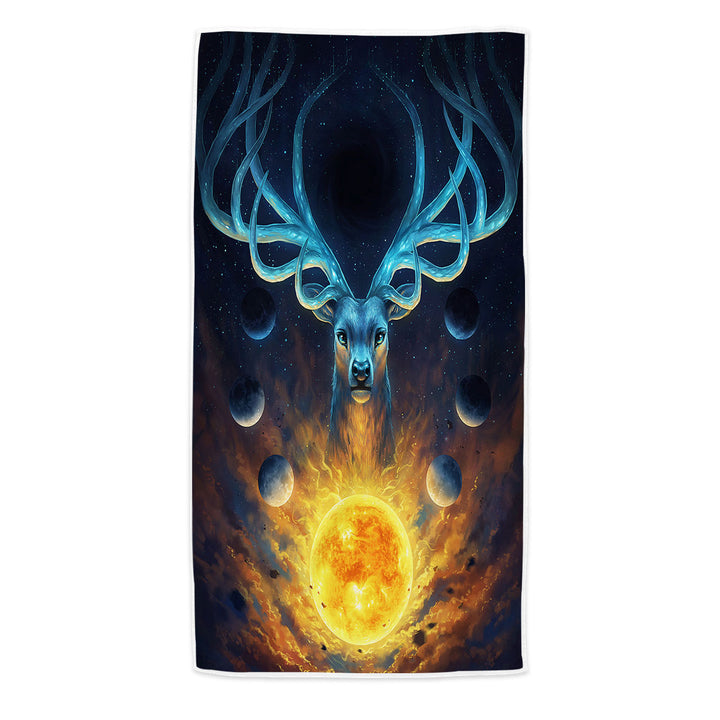 Celestial Sun Moons God Deer Microfiber Beach Towel