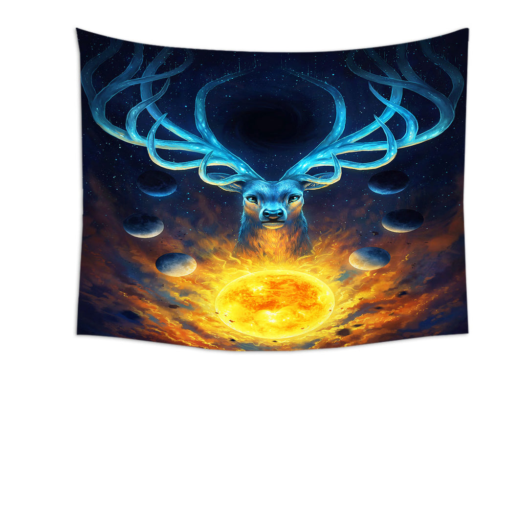 Celestial Sun Moons God Deer Wall Decor Tapestry