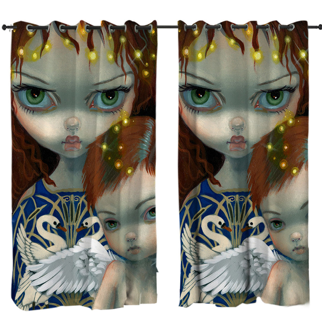 Celtic Fairytale Children of Lir Window Curtains