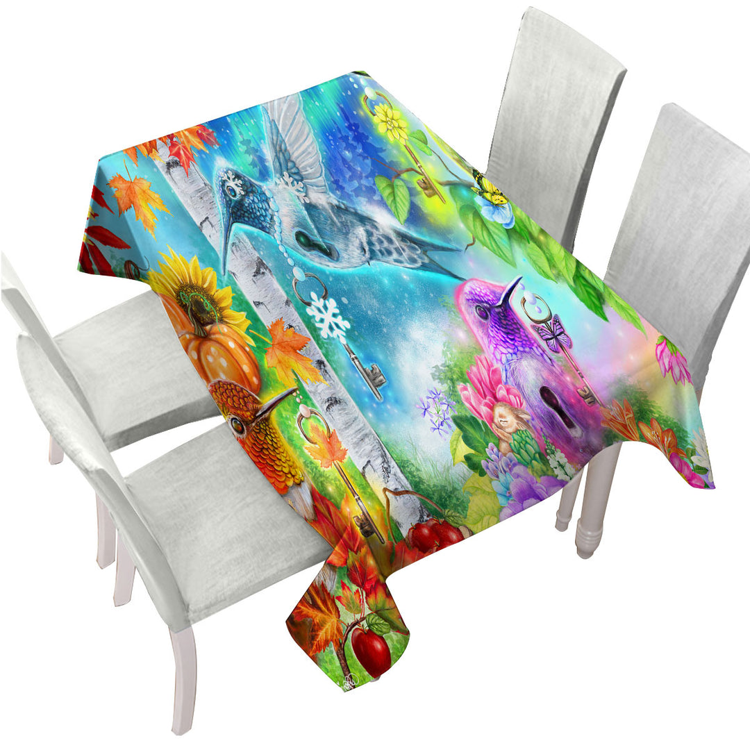 Changing Seasons Autumn Spring Hummingbirds Custom table Covers