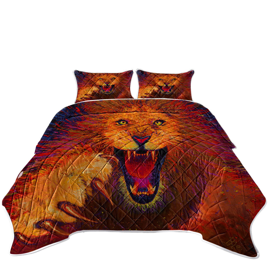 Charging Leo Artistic Painting of a Lion Quilts