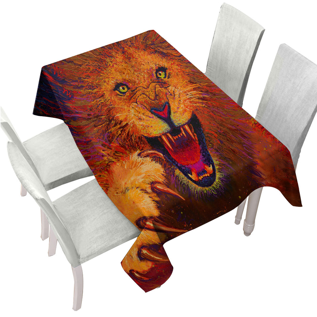 Charging Leo Artistic Painting of a Lion Table Cover