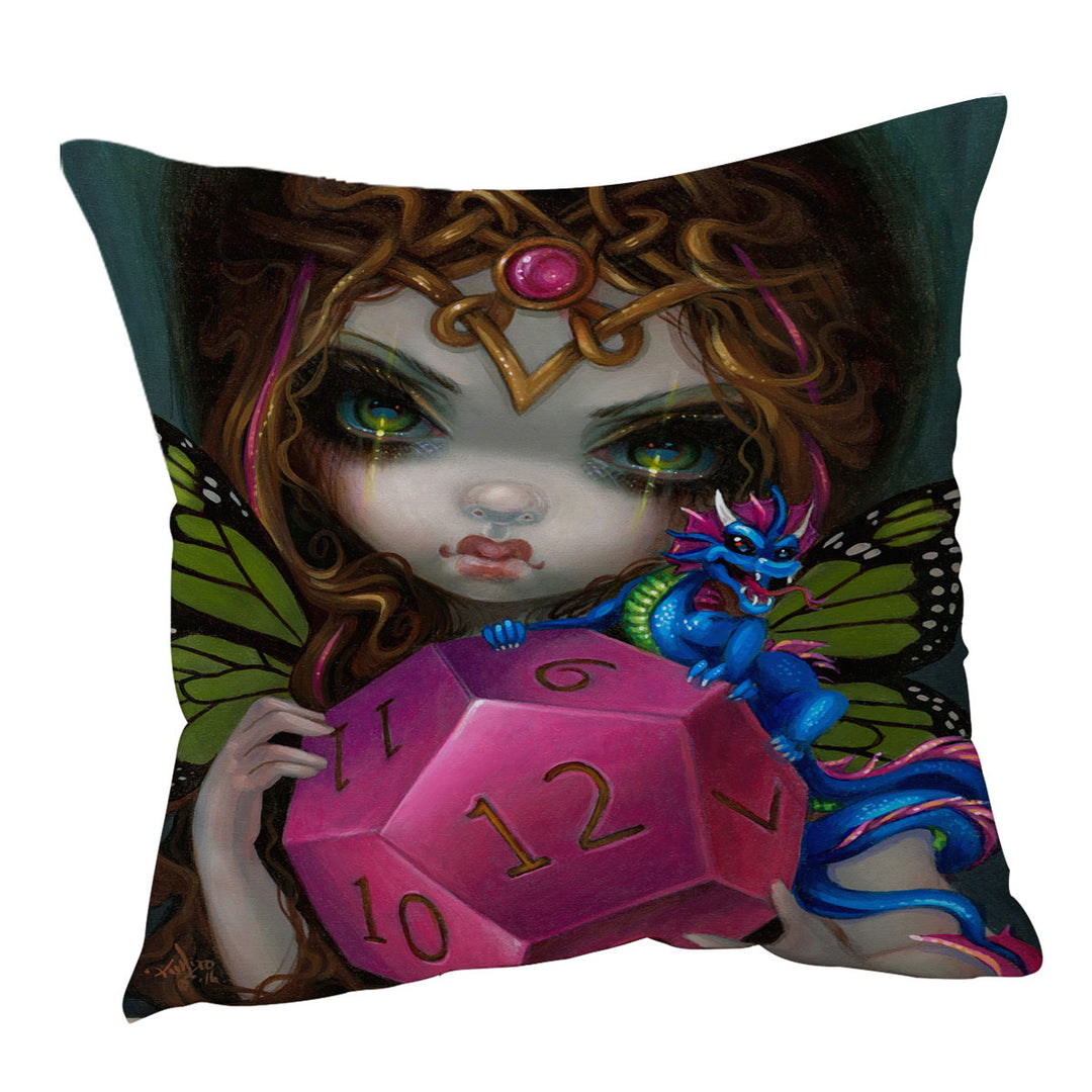 Chasing Dragons 12 Sided Dice Fairy Cushion Covers