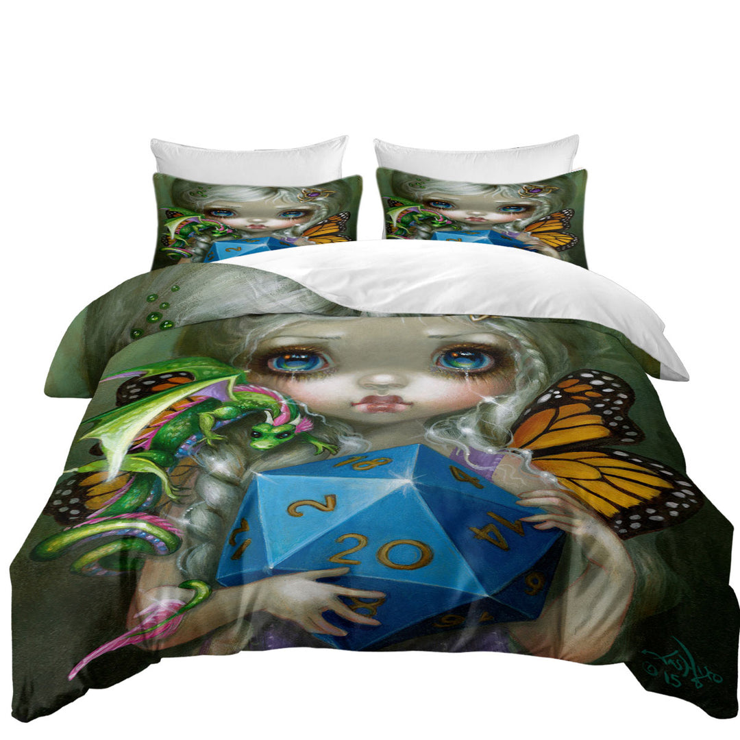 Chasing Dragons 20 Sided Dice Fairy Bed Covers