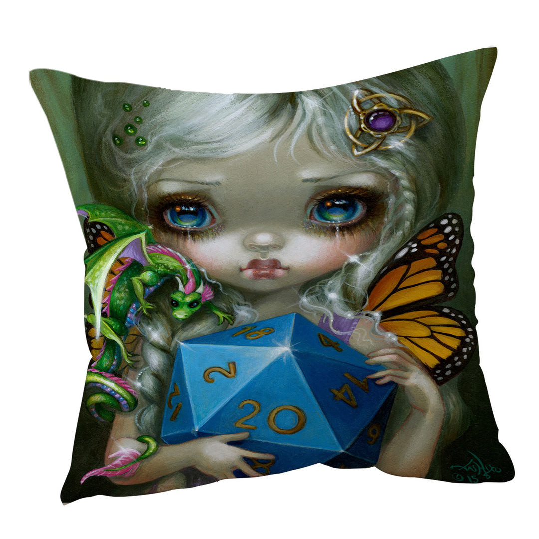 Chasing Dragons 20 Sided Dice Fairy Cushion