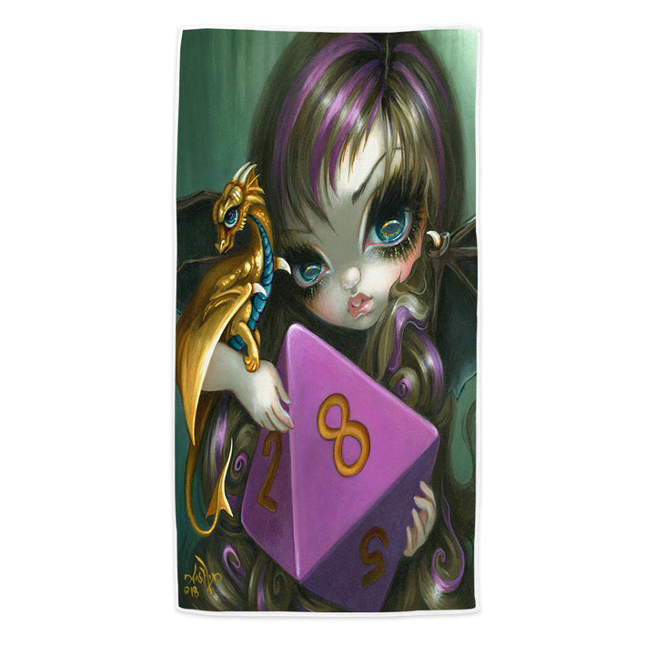 Chasing Dragons 8 Sided Dice Fairy Microfiber Beach Towel