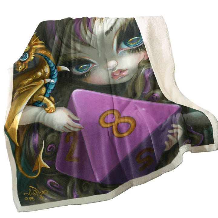 Chasing Dragons 8 Sided Dice Fairy Throw Blanket