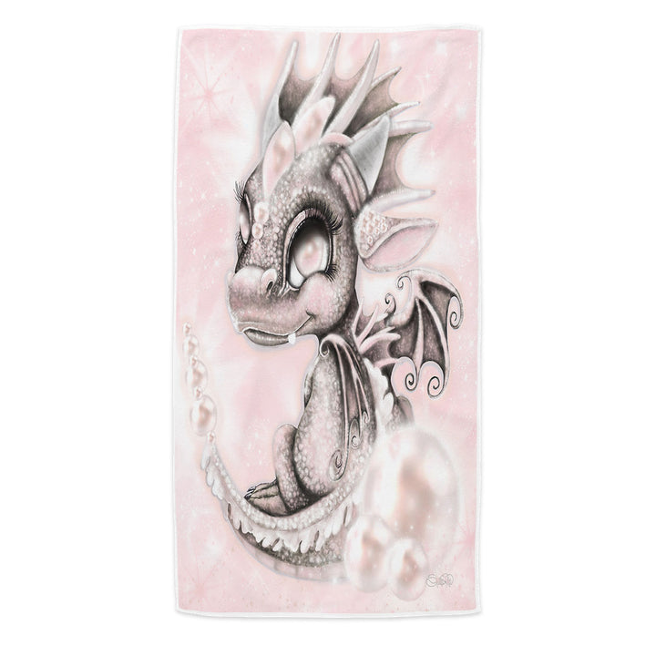 Child Beach Towel as Gift June Pearl Birthstone Lil Dragon