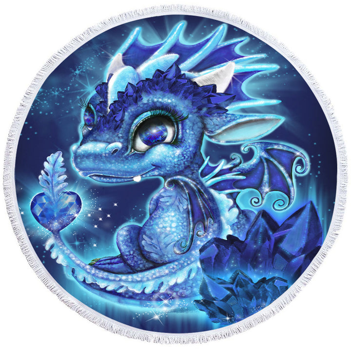 Children Beach Towels for Gift September Sapphire Birthstone Lil Dragon