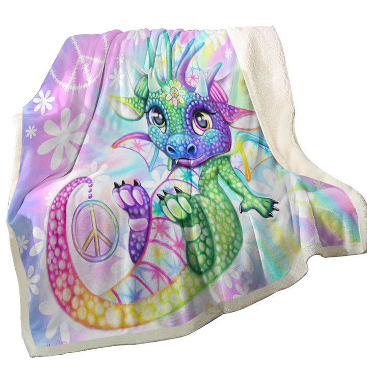 Children Throws Colorful Cute Peaceful Tie Dye Lil Dragon