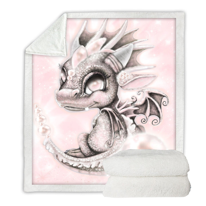 Children Throws as Gift June Pearl Birthstone Lil Dragon