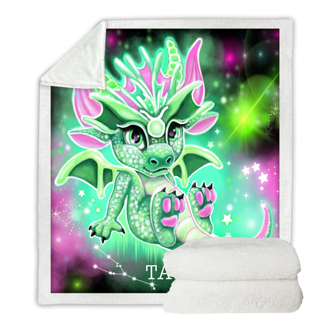 Childrens Gift Ideas Blankets Green Sparkling Taurus Lil Dragon