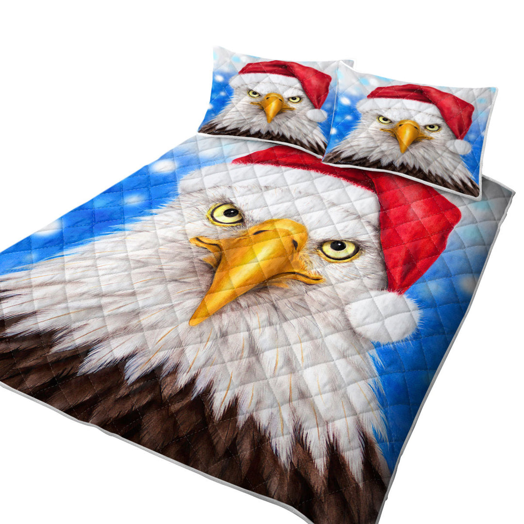 Christmas Cool Funny Wild Animal Art Eagle Santa Coverlets