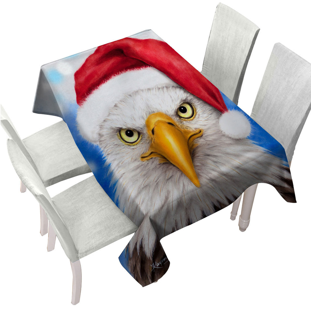 Christmas Cool Funny Wild Animal Art Eagle Santa Tablecloth