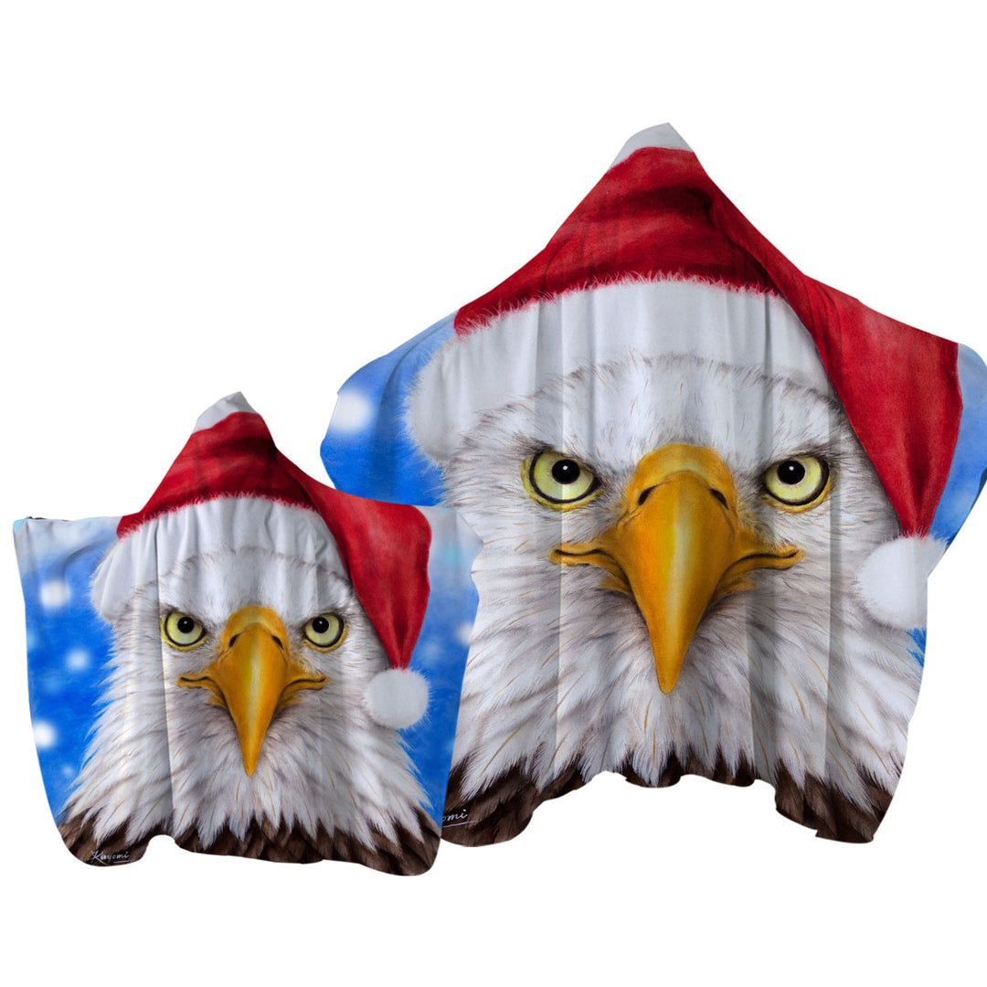 Christmas Cool Funny Wild Animal Art Eagle Santa Towel Hoodie