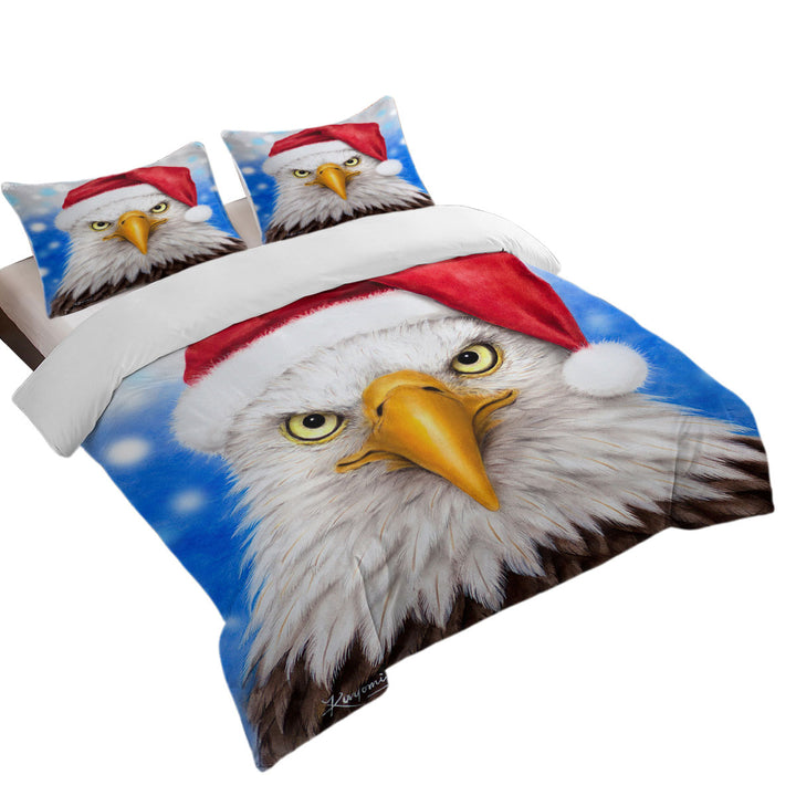 Christmas Cool Funny Wild Animal Art Eagle Santa Twin Duvet Covers