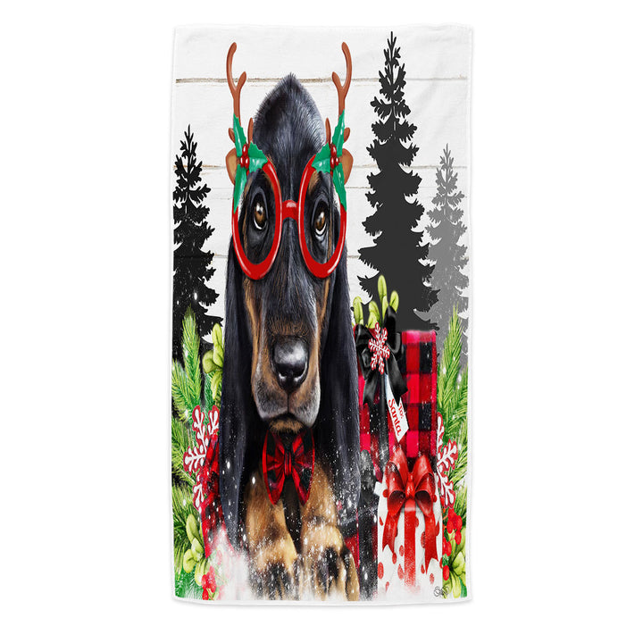 Christmas Cutie Dachshund Microfiber Beach Towel