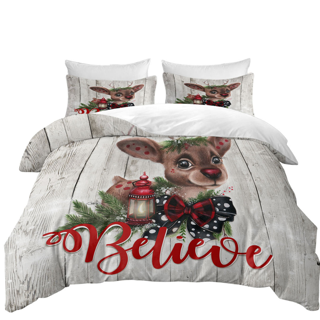 Christmas Design Believe Reindeer Bed Covers