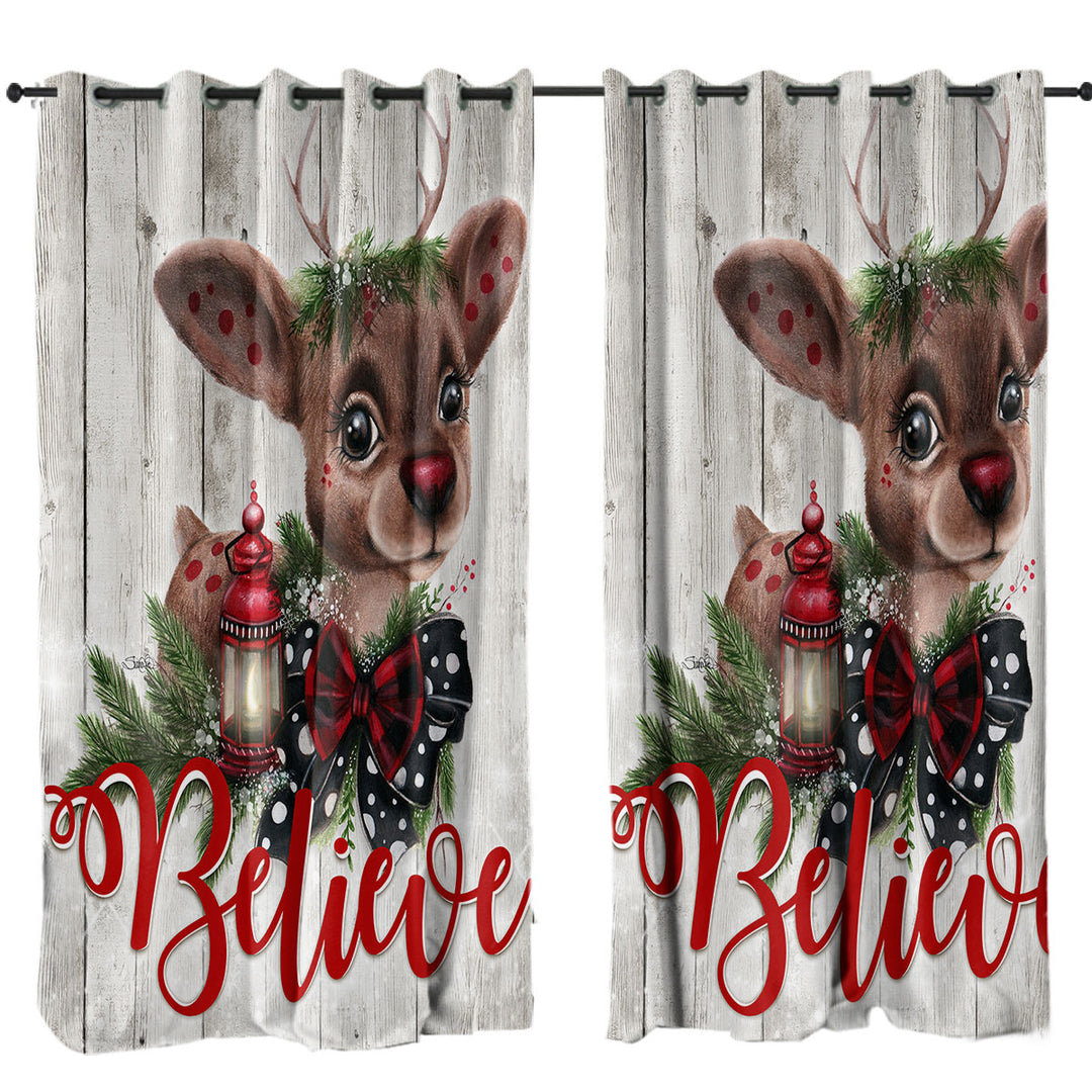 Christmas Design Believe Reindeer Curtain