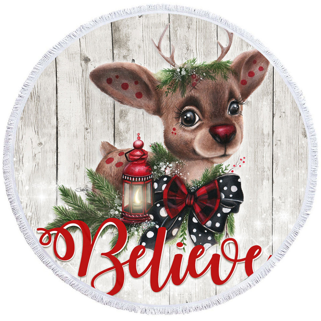 Christmas Design Believe Reindeer Microfibre Beach Towels