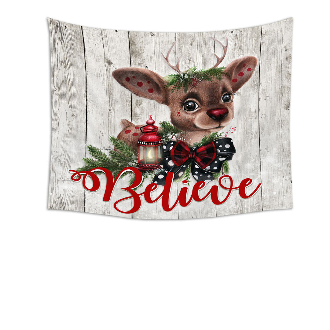 Christmas Design Believe Reindeer Tapestry