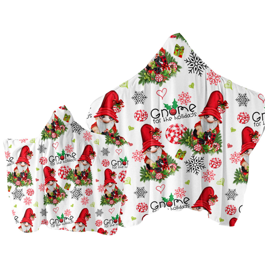 Christmas Gnome for the Holidays Pattern Towel with Hood