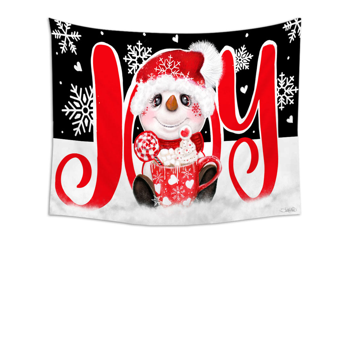 Christmas Home Decor Tapestry Joy Snowman Hot Cocoa Mug