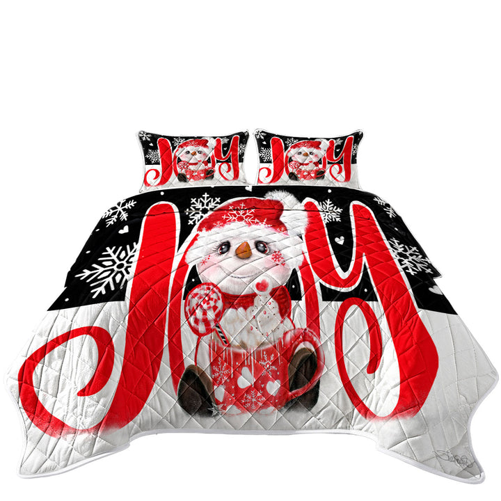 Christmas Joy Snowman Hot Cocoa Mug Daybed Covers Sets