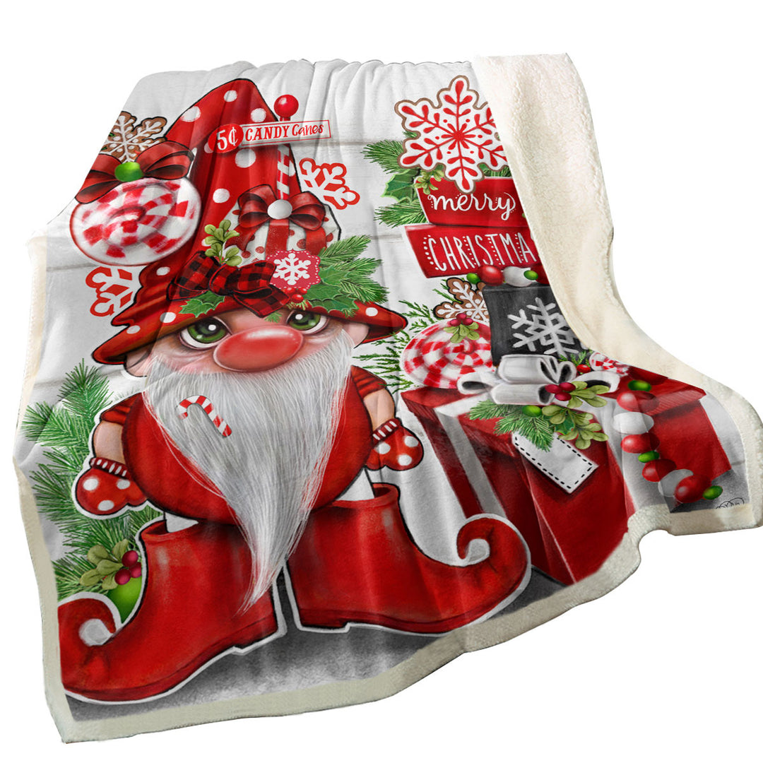 Christmas Peppermint Gnome Sofa Blankets