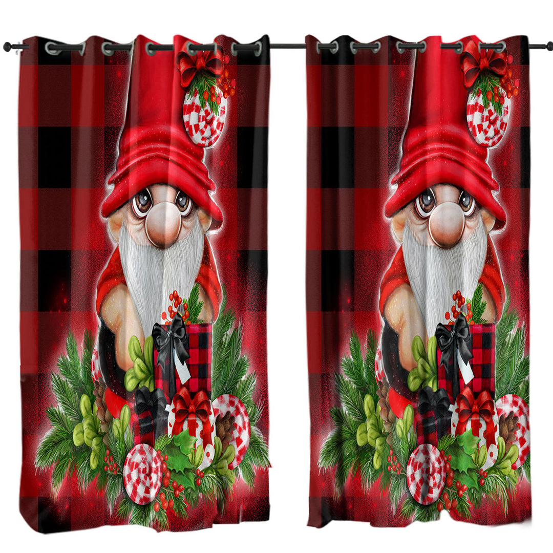 Christmas Plaid Cutie Gnome Curtains for Living Room