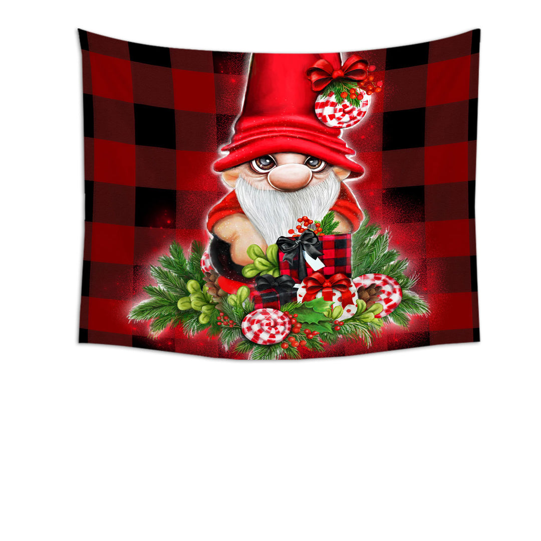 Christmas Plaid Cutie Gnome Tapestry Wall Decor