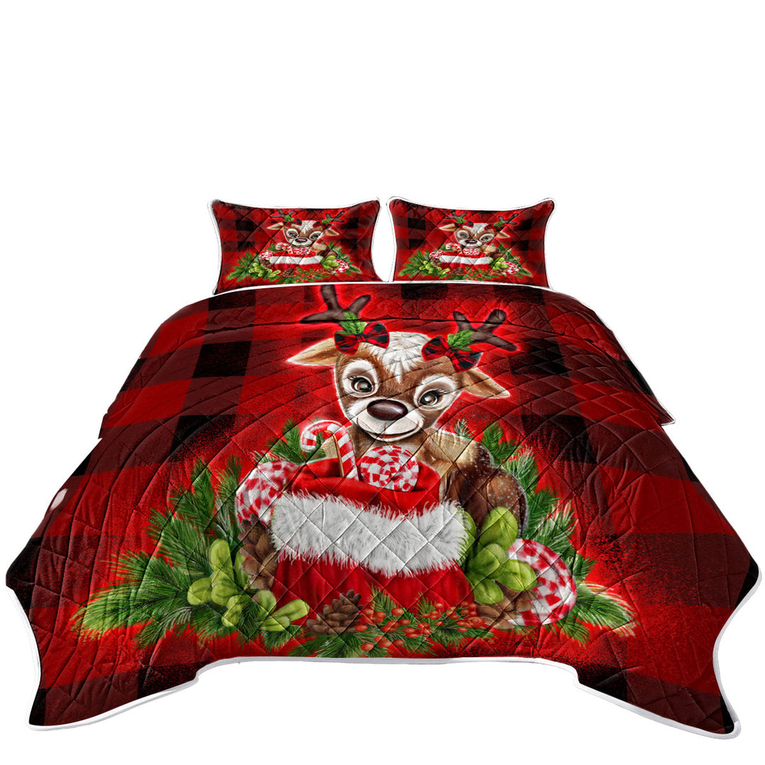 Christmas Plaid Cutie Reindeer Quilts