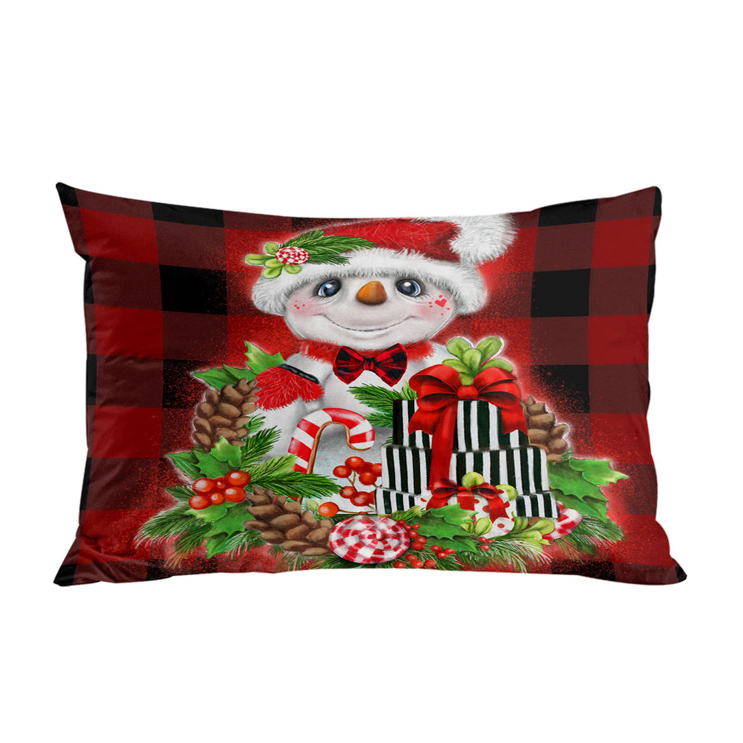 Christmas Plaid Cutie Snowman Bed Covers