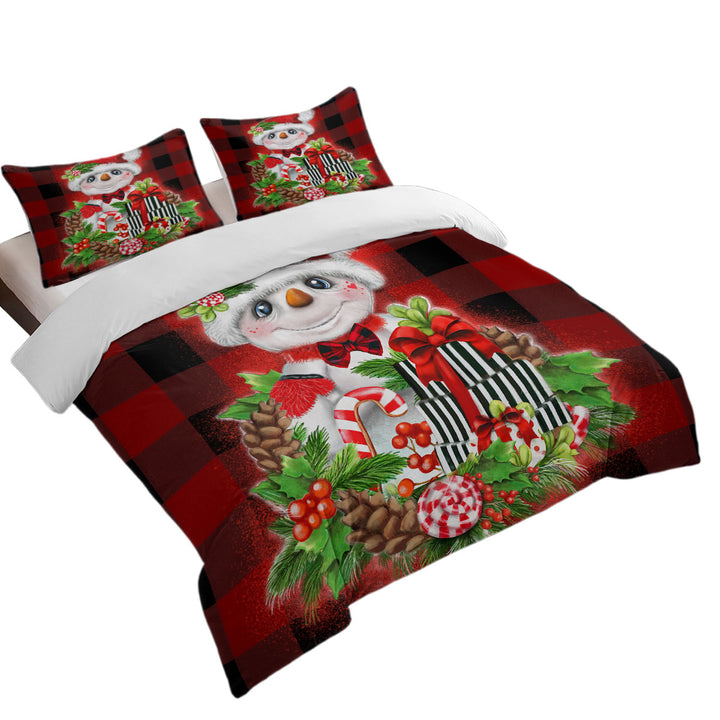 Christmas Plaid Cutie Snowman Twin xl Duvet Covers