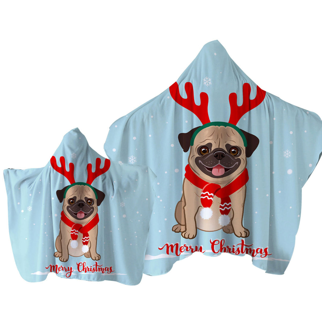 Christmas Pug Towel Hoodie