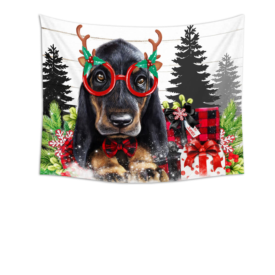 Christmas Wall Decor Cutie Dachshund Tapestry