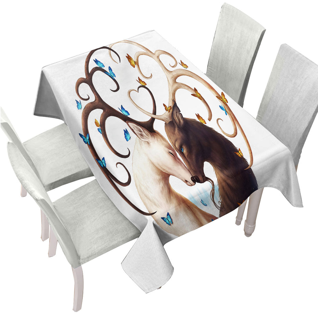 Circle of Life Butterflies and Yin Yang Deer Custom table cloth