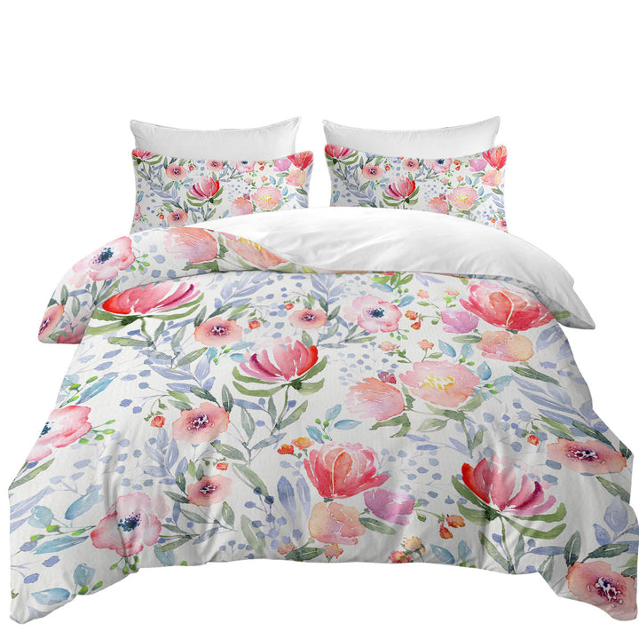 Classic Red Flowers Bed Covers