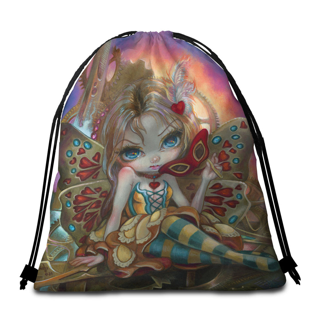 Clockwork Valentine Masquerade Cute Fairy Girl Beach Towel Bags