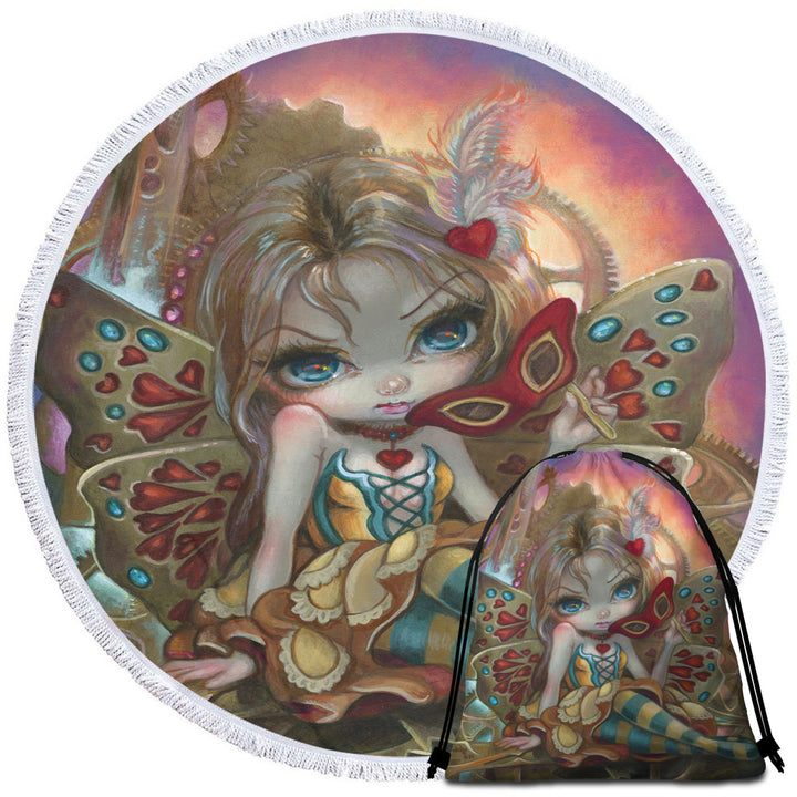 Clockwork Valentine Masquerade Cute Fairy Girl Circle Beach Towel