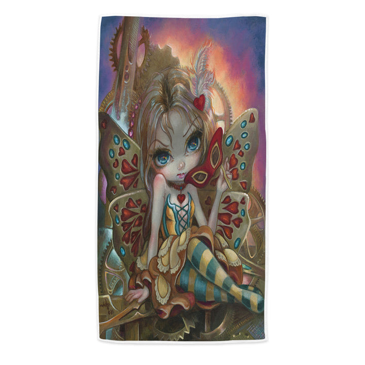 Clockwork Valentine Masquerade Cute Fairy Girl Microfiber Beach Towel