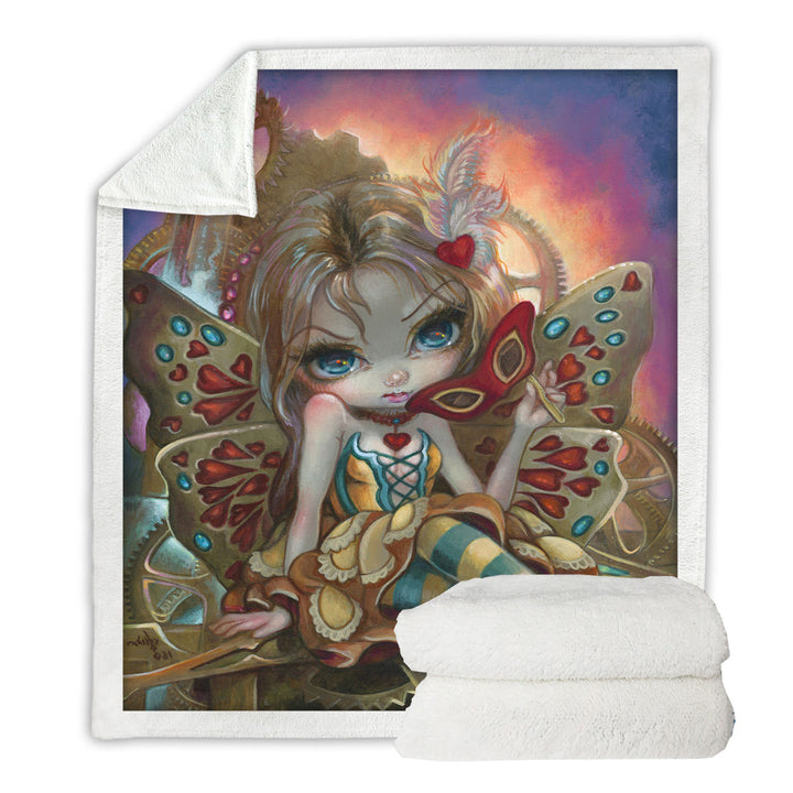 Clockwork Valentine Masquerade Cute Fairy Girl Sherpa Blanket