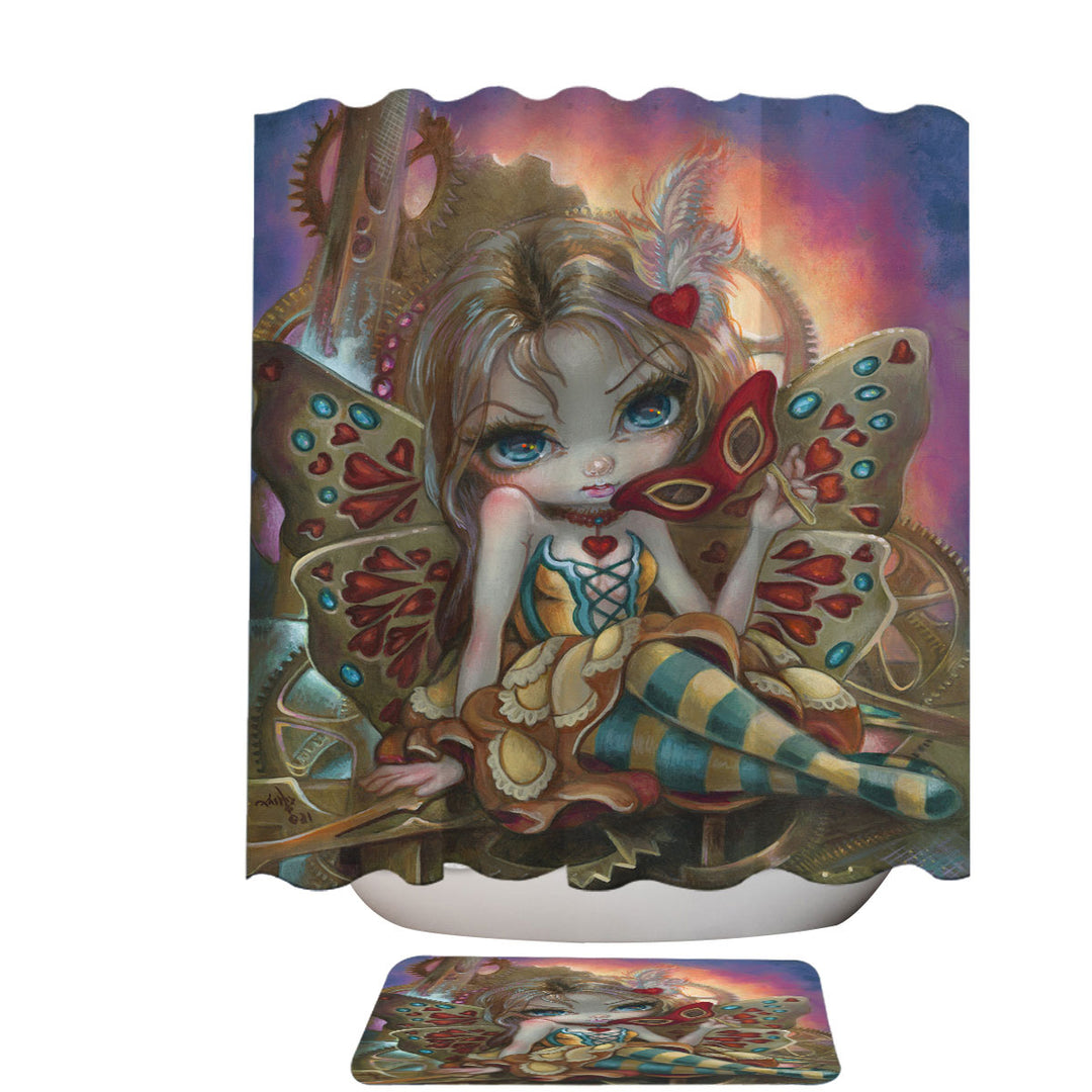 Clockwork Valentine Masquerade Cute Fairy Girl Shower Curtains