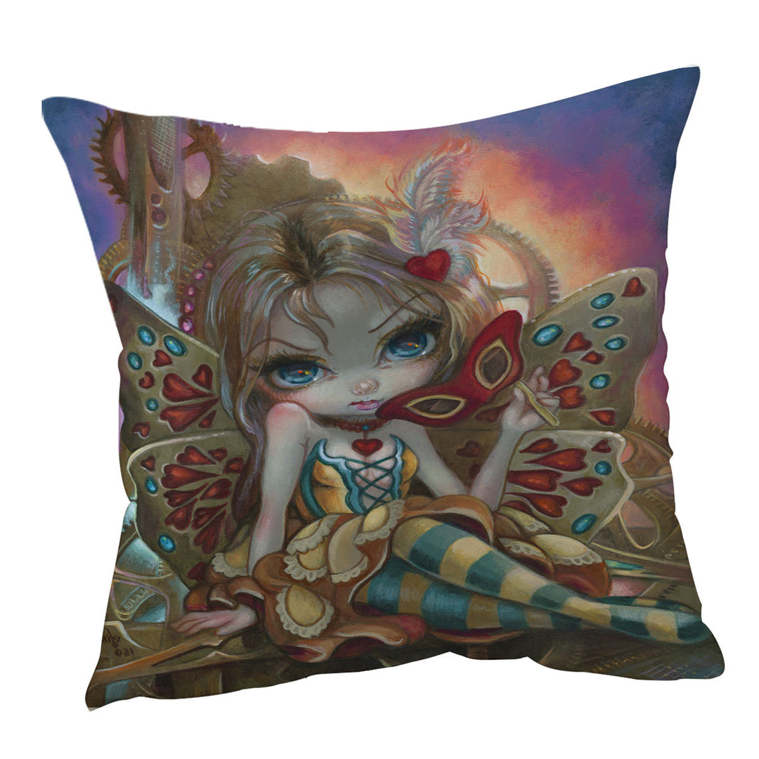 Clockwork Valentine Masquerade Cute Fairy Girl Throw Pillows