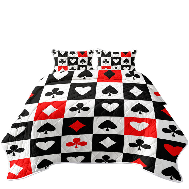 Clubs Diamonds Hearts Spades Cards Symbols California King Quilt Sets