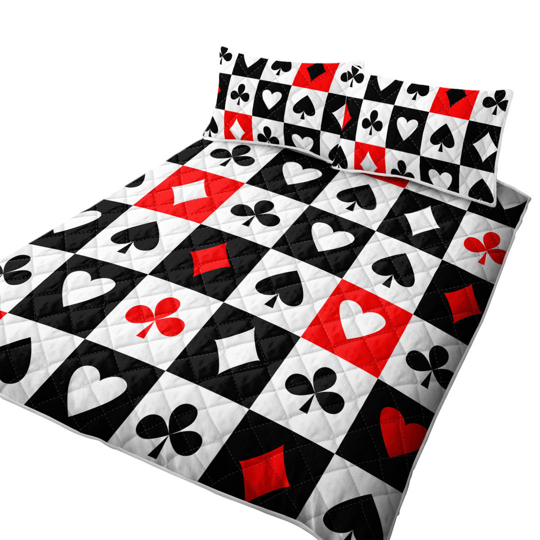 Clubs Diamonds Hearts Spades Cards Symbols King Size Quilt Sets