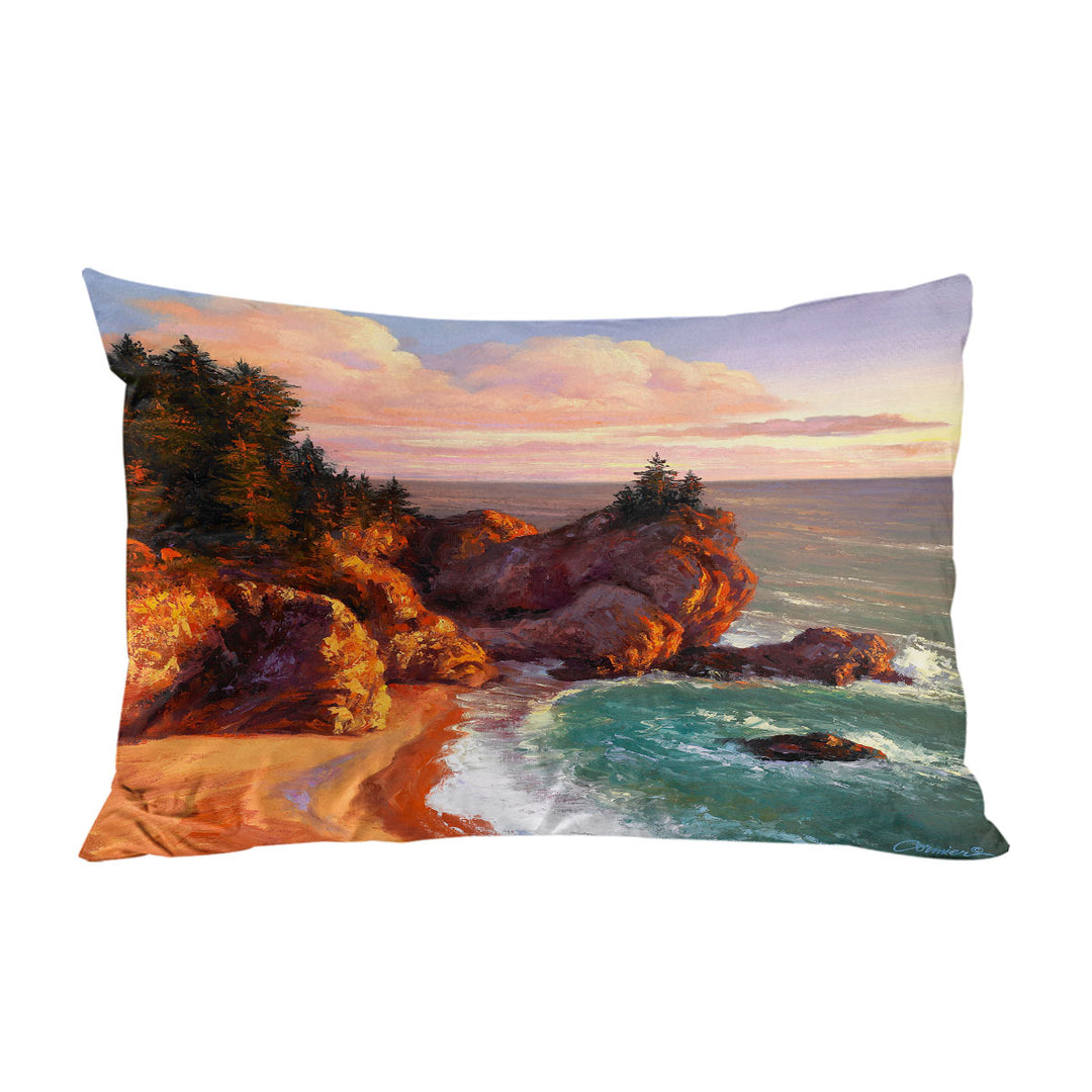 Coastal Art Painting Rocky Shores Pillowcase