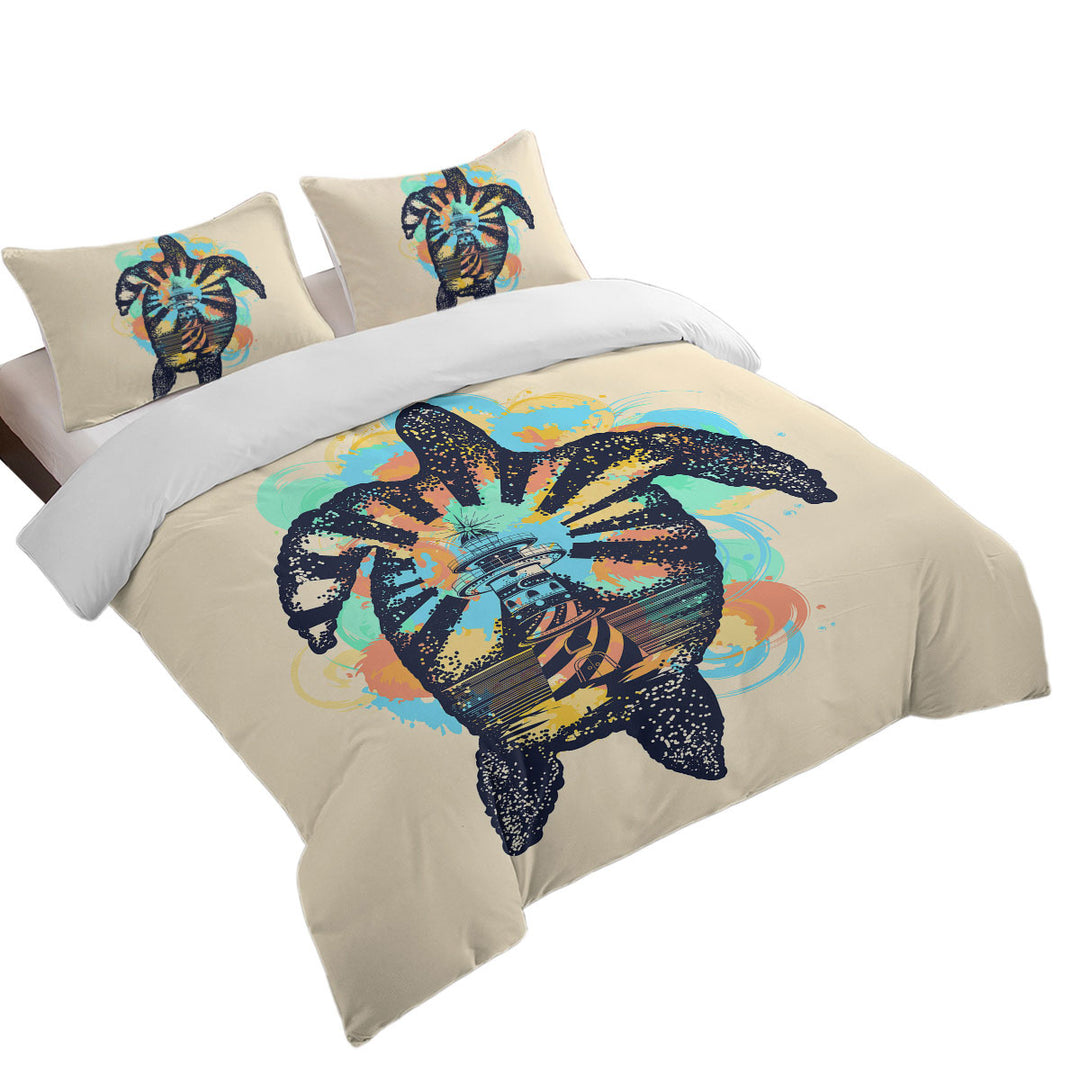 Coastal Turtle and Lighthouse Duvet Covers