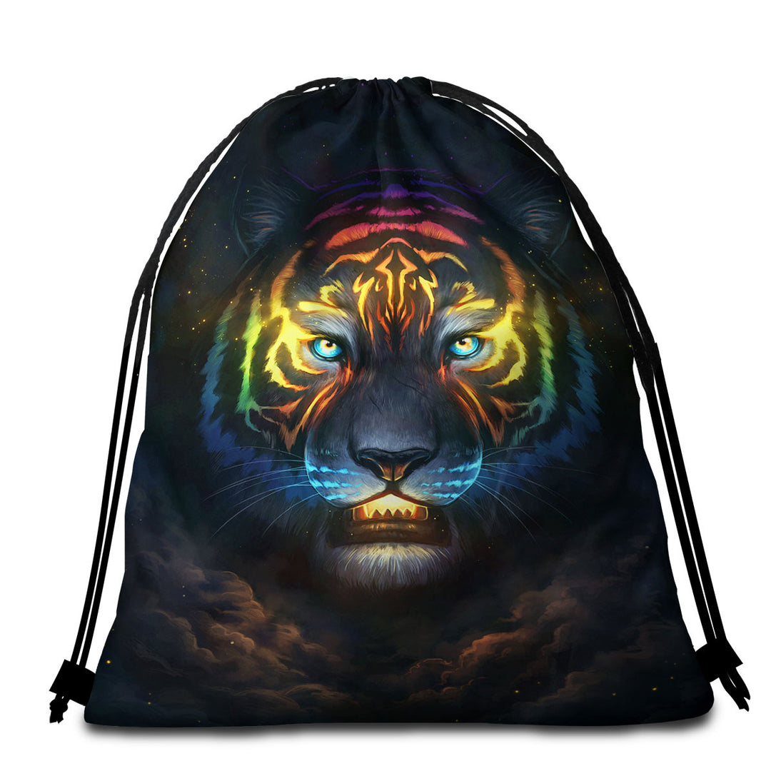 Color Soul Night Sky Colorful Tiger Beach Towel Bags